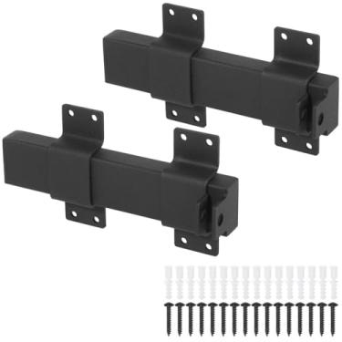 Imagem de Travas de metal, 2 peças de portão deslizante, orifício de cadeado com serviço pesado, parafusos com trava de porta deslizante antiferrugem, cerca de madeira para, porta de celeiro, galpão ao ar livre