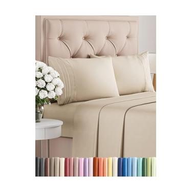 Imagem de Jogo de lençol casal com 4 peças – Conjunto de lençóis de cama respirável e refrescante – Roupa de cama de luxo para mulheres, homens, crianças, adolescentes, meninos e meninas – bolsos profundos