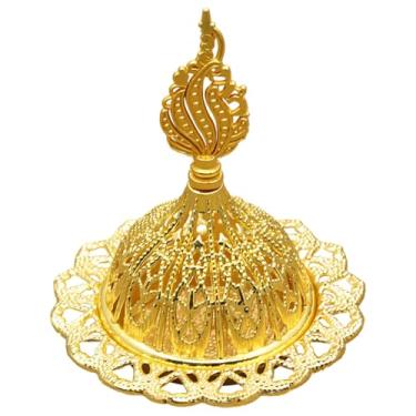 Imagem de Suporte portátil para queimador de incenso de carvão, mini resina de liga de ouro, Bakhoor Oud estilo Oriente Médio, cinzeiro removível, queimador de incenso