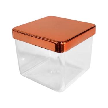 Imagem de Kit 10 Unidades Caixa De Acrílico Tampa Metalizada 5x5 Lembrança Festa Brindes (Metalizado Rose)