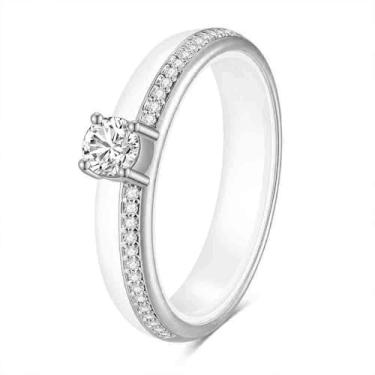 Imagem de VanSabrina Aliança de casamento de zircônia cúbica de cerâmica para mulheres, presente moderno para mãe, Cerâmica, Zircônia cúbica