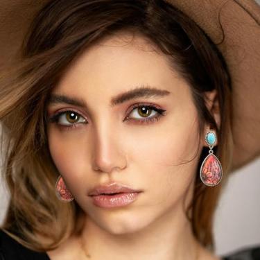 Imagem de Brincos ocidentais para mulheres, caubói, chique, joia Weatern para mulheres, cacto turquesa, brincos com pingente boêmio, roupas de concerto, roupas para mulheres, presentes de Natal