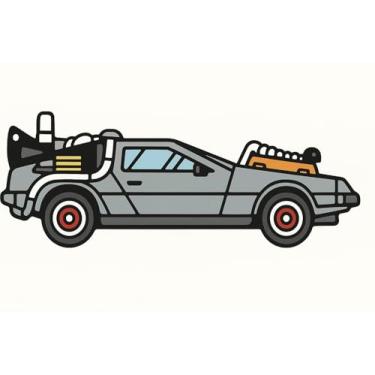 Imagem de Carro DeLorean para Fãs de Volta para o Futuro Emblema Esmalte Duro Presente para Mochila Bolsa Jaqueta Camisa