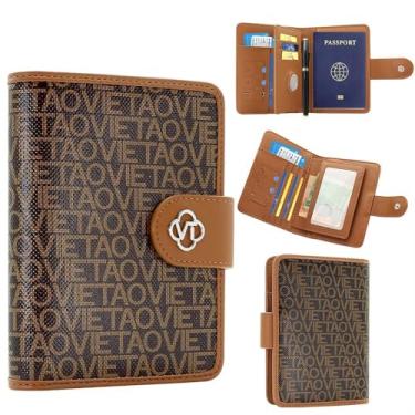 Imagem de Capa carteira com porta-passaporte, organizador de documentos essenciais de viagem, porta-cartões de crédito, bolso para moedas, fecho amagnético, capa de couro para passaporte fashion alfabeto para