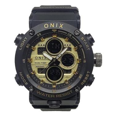 Imagem de Relógio Masculino Onix Anadigi Ox116 Preto E Dourado