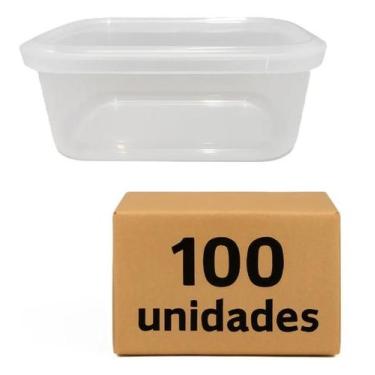 Imagem de 100 Potinhos Multiuso Freezer Microondas Tampa Lacre 250ml - Brasilpac