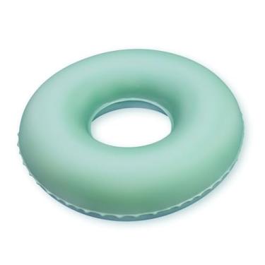 Imagem de Almofada Ortopédica Redonda Inflável, PVC, Para Hemorroida e Cóccix, 2 em 1 Água/Ar, Verde, Suporta 130kg, Anti-Escaras, Formato Redondo com Orifício