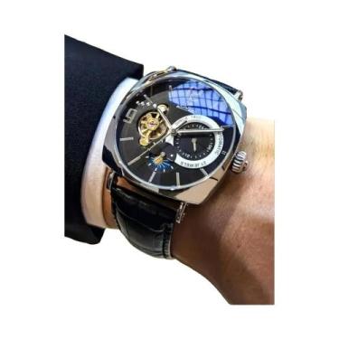 Imagem de Relógio Mecânico Vintage Masculino Com Mostrador Esqueleto, Caixa De L