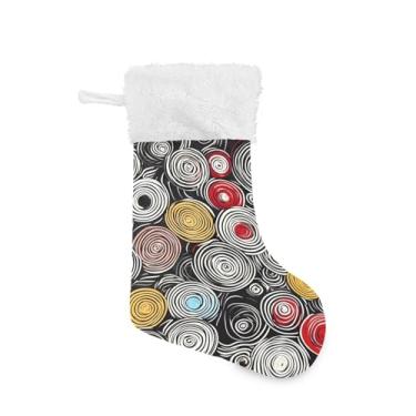 Imagem de Wassud Meia fofa de Natal com punho branco redemoinho de 45,7 cm grande para decoração de lareira e cornija de lareira pacote com 2