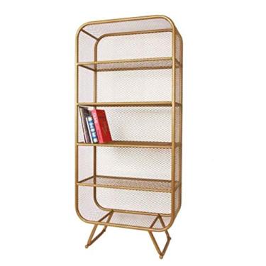 Imagem de Prateleira de revistas de chão de ferro forjado para jornais e revistas, prateleira vertical móvel para sala de estar