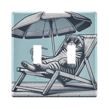 Imagem de Burbuja Capa de placa de parede com interruptor de luz para cadeira de sala de estar, placa decorativa de parede, parafusos incluídos, 2 gangos