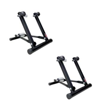 Imagem de TRUE Rolo de Treino Compacto Universal para Bicicleta, Preto, Conjunto com 2 Unidades, Suporte Dobrável para Treinar em Casa