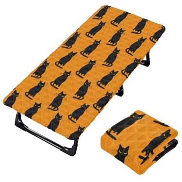 Imagem de Burbuja Lençol de berço de gatos pretos para crianças, lençol acolchoado portátil com elástico para meninas e meninos, lavável na máquina, 63,5 x 127 cm
