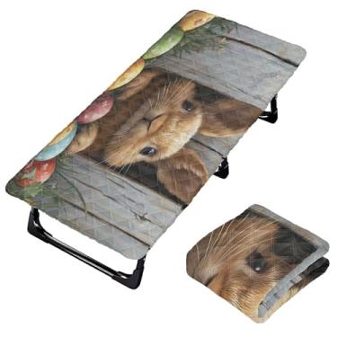 Imagem de Burbuja Lençol de berço de coelhinho fofo de Páscoa para crianças, lençol de cochilo acolchoado portátil com faixa elástica para meninas e meninos, lavável na máquina, 63,5 x 127 cm