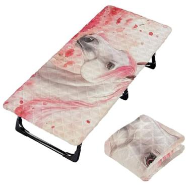 Imagem de Burbuja Lençol de berço de cavalo branco para crianças, lençol de cochilo acolchoado portátil com faixa elástica para meninas e meninos, lavável na máquina, 63,5 x 127 cm