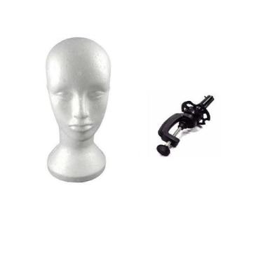 Imagem de Cabeça De Isopor + Suporte De Mesa Para Confecção De Perucas - C&Amp;C