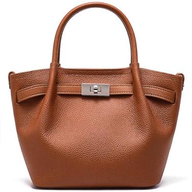 Imagem de Bolsas de couro genuíno para mulheres: bolsas pequenas para senhoras, bolsas transversais de designer de luxo, Marrom, Small
