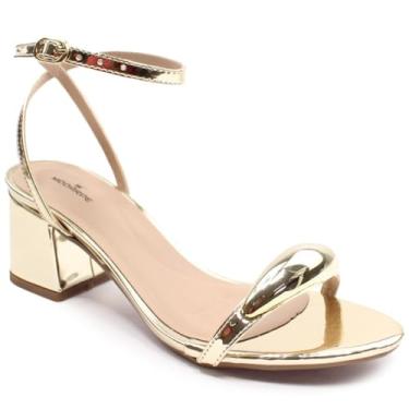 Imagem de Sandália Modarpe Salto Baixo Detalhe Dourado Confortável B69 (Dourado, BR, Adulto, Numérico, 40)