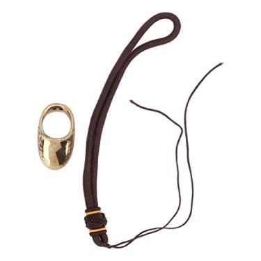 Imagem de KIMISS Anéis de Polegar para Tiro Com – Protetor de Dedo de Latão Com Design Gravado e Corda Anti-perda para Caça Ao Ar Livre (16#)