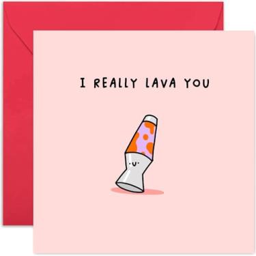 Imagem de Old English Co. Cartão fofo para aniversário de casamento - Cartão engraçado "Lava You" para ele ou ela - Cartão romântico com lâmpada de lava para esposa ou marido - Cartão especial de aniversário |