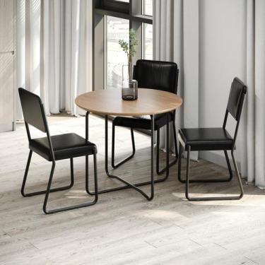 Imagem de Conjunto 4 Cadeiras de Jantar Next Tecido Revest Sintético Est.Preta -