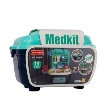 Imagem de Maleta Médica Infantil com 19 Acessórios, Plástico, 20x13cm Fechada, 27x26cm Montada, Brinquedo Educativo para Crianças Acima de 3 Anos