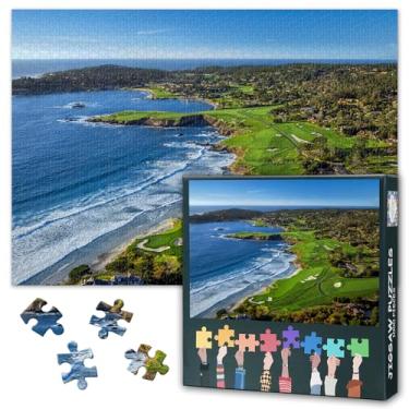 Imagem de 1000 Piece Jigsaw Puzzle for Adults Modern Golf Course Wall Art Pebble Beach Scenic Landscape Coastal Decor Challenging Puzzle Game 27.5x19.7 Inches