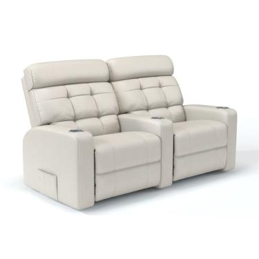 Imagem de Sofá 2 Lugares Reclinável Manual Em Couro Bovino Cinema