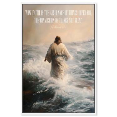 Imagem de Faith is Assurance Impressão em tela Jesus Wall Art por Art Remedy, moldura branca, 50 x 76 cm