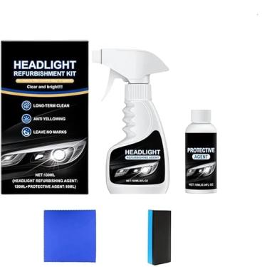 Imagem de Kit de restauração de farol automotivo 2025, limpador de farol para carros, kit de recondicionamento de farol, agente de recondicionamento de farol com agente protetor de farol, toalha, esponja