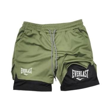 Imagem de Shorts Masculinos 2 Em 1 Para Corrida, Roupa Esportiva De Dupla Camada