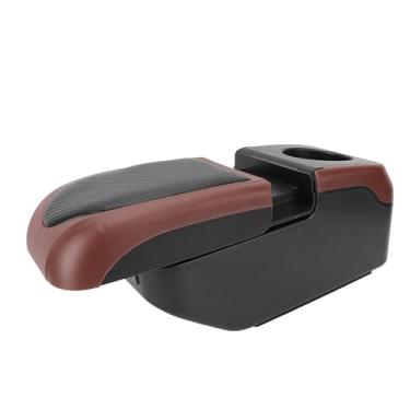 Imagem de Keenso Caixa de Armazenamento de Apoio de Braço de Carro, Caixa de Apoio de Braço Universal, Armazenamento de Camada Dupla de Material ABS Com 6 Portas de Carregamento USB, para Carro de (Marrom)