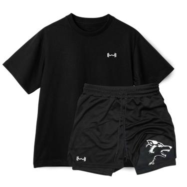 Imagem de Conjunto Camiseta Oversized e Short Térmico Peso Lobo Masculino-Masculino
