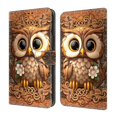 Imagem de VODEFOX Capa carteira para Samsung Galaxy A16, capa de couro PU para mulheres com porta-cartão, capa protetora à prova de choque com suporte premium - coruja marrom