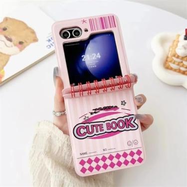 Imagem de Capa para celular estilo notebook para Samsung Galaxy Z Flip 6/5/4/3, Motorola Razr 60 50 Ultra e Razr 40 Ultra, rosa. Compatível com Galaxy Z Flip 3.