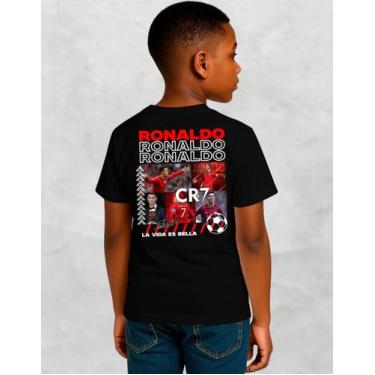 Imagem de Camiseta Cr7 Infantil Cristiano Ronaldo Futebol Robozão - Outras, Pret