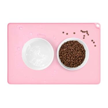 Imagem de Promoção de Ano Novo -Americano Tapete Térmico Pet para Comedouro Antiderrapante 50x39.5cm - Comida e Água(Rosa)