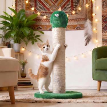 Imagem de Keygarzone Poste arranhador para gatos de 56 cm, arranhador de sisal para gatos com brinquedo interativo, mastro para arranhar monstros para gatos internos, arranhador fofo para gatos e gatos grandes