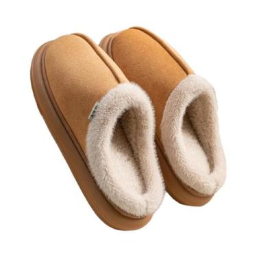Imagem de Chinelos De Inverno Masculinos Em Algodão, Pelúcia Quente, Antiderrapa