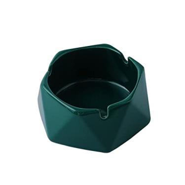 Imagem de Cinzeiro poligonal de cerâmica sem cobertura cinzeiro para carro ao ar livre mesa de escritório em casa cinzeiro decorativo simples bandeja de fumaça (A)