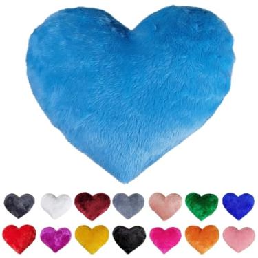 Imagem de Almofada de Pelúcia Coração Decorativa | Almofada Romântica Presente 40x35cm (Azul Claro)