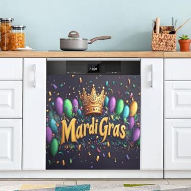 Imagem de ATTX Capa de ímã de lava-louças coroa de carnaval | Adesivo decorativo de eletrodomésticos de 58,4 cm x 66 cm para armários domésticos e eletrodomésticos (154)