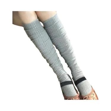 Imagem de Meias De Algodão Brancas De Comprimento Até O Joelho Para Mulheres, Es