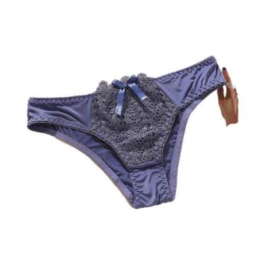 Imagem de Calcinhas De Renda De Cintura Baixa Para Mulheres, Cor Sólida, Sexy E 