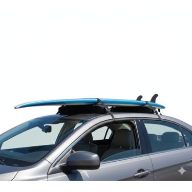 Imagem de Rack de Teto de carro para Prancha de Surf, 2 Unidades, Preto, com Tiras Ajustáveis e Fivelas de Metal