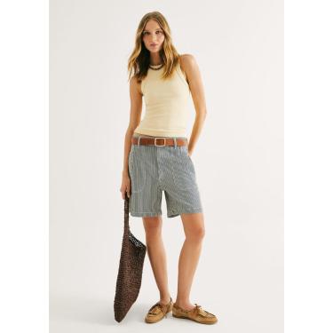 Imagem de Bermuda Jeans Feminina Listrada-Feminino