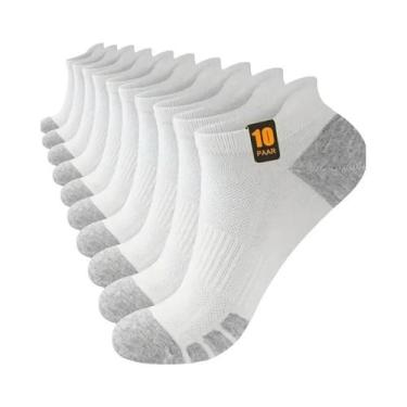 Imagem de Meias Esportivas Masculinas De Cano Baixo, 10 Pares, Cor Sólida, Resis