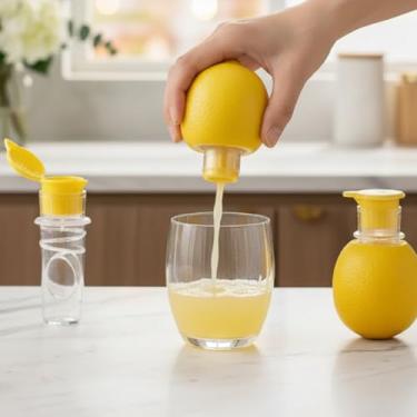 Imagem de Espremedor manual de limão, 2 peças de espremedor de frutas cítricas portátil para limão e laranja | Design com tampa rosqueada com filtro | Livre de BPA, fácil de limpar | para coquetéis, cozinhar