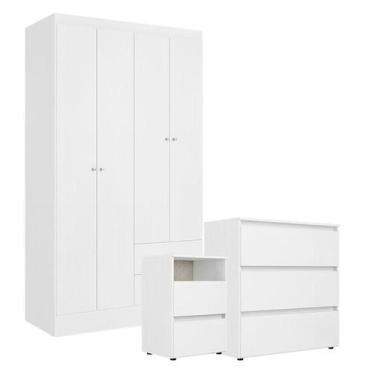 Imagem de Guarda Roupa Solteiro Astro 4 Portas com Cômoda Gaveteiro Condessa e M