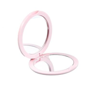 Imagem de Mini espelho dobrável portátil pequeno espelho redondo pequeno espelho redondo fácil de usar bonito espelho de maquiagem redondo